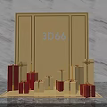 Popular Check in Photo Spot with 3D66 Sign Golden Frame and Red Gold Gift Boxes
