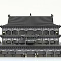 Traditional Ancient Architecture With Two Story Design Tile Roof And Ornate Columns