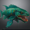 Fierce Teal Fish With Sharp Teeth Orange Spots And Prominent Fins