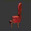 Red Butterfly Shaped Chair With Ornate Carved Wings And Wooden Legs Luxurious Unique Furniture Design