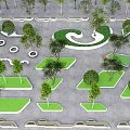 Creative Tree Pit Landscape Design In Urban Park With Various Shapes Green Turf And Trees