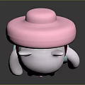 Cute White Cat Character Wearing Pink Hat And Blue Backpack With Overalls