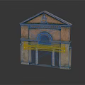 Classical Entrance Gate with Archway Design Stone Columns Ornate Top Decoration and Side Wall Lamps