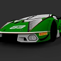 Green And White Racing Car With GP Logo Pirelli Branding Streamlined Body Design