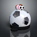 Stacked Sports Equipment Display With Soccer Ball Baseball And Black Base Structure
