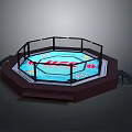 UFC Octagon Fighting Ring Structure Featuring Blue Mat Black Fencing And UFC Logo