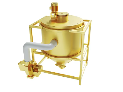 Golden Industrial Vessel With Metal Frame White Pipe And Top Component 3d model