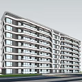 modern residential building multi-storey residence 3d model