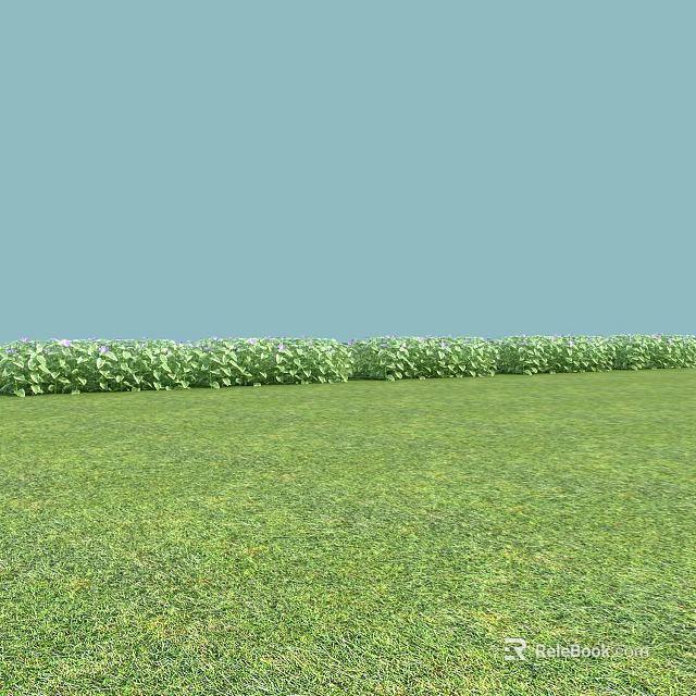 Green Plants Neatly Arranged With Lush Grass Under Light Blue Sky 3d model 