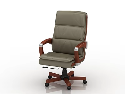 Modern Executive Office Chair With Gray Leather Upholstery Wooden Armrests And Metal Accents 3d model