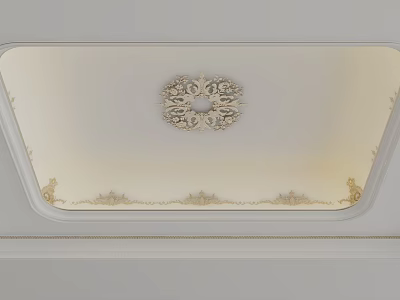 Elegant Ceiling Design With Ornate Central Pattern And Decorative Border 3d model
