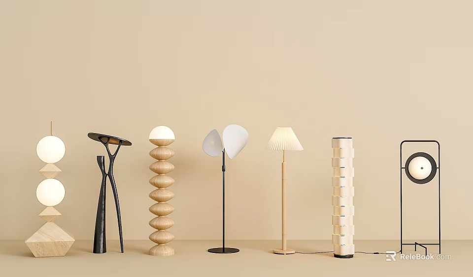 Various Modern Floor Lamps With Unique Designs And Different Structures 3d model