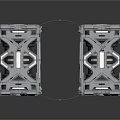 Industrial Metal Structural Components With Cube Shape And Grid Design Details 3d model