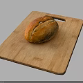 Freshly Baked Golden Bread On Rustic Wooden Cutting Board For Serving