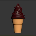Delicious Creamy Dark Red Swirled Ice Cream In Orange Cone