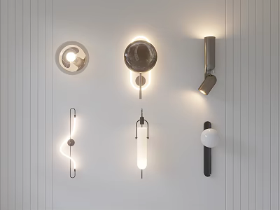 Modern Wall Lamps With Various Unique Designs And Shapes For Interior Lighting Decor 3d model