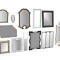 Various Decorative Mirrors For Home Interior With Different Frame Styles Shapes And Designs 3d model