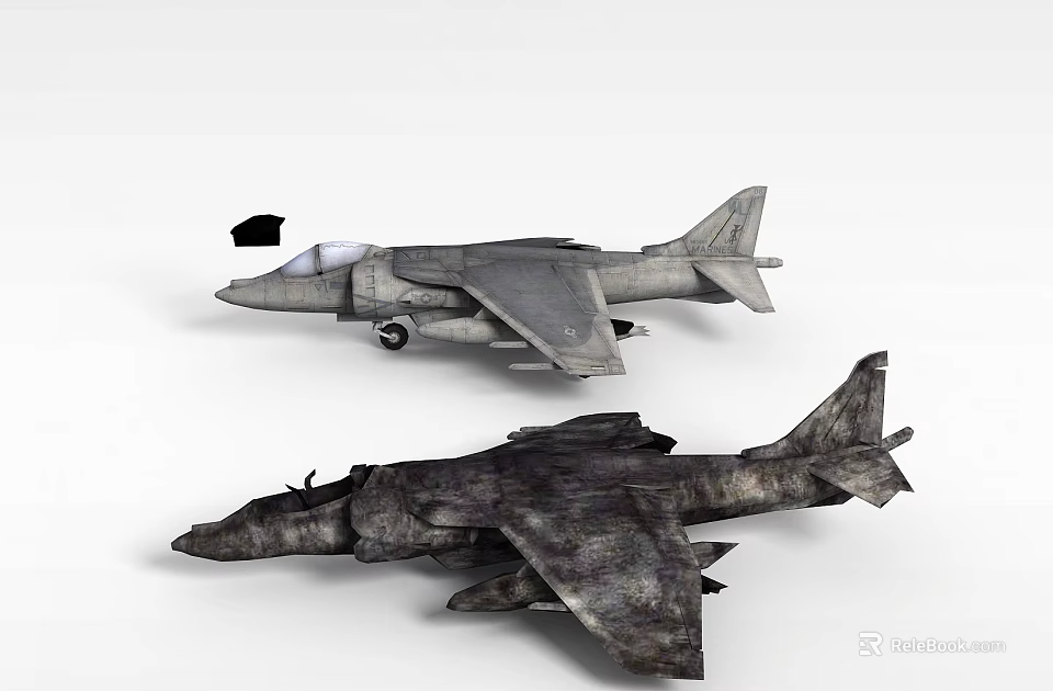 Two Military Fighter Jets With Different Camouflage Patterns On White Surface 3d model 