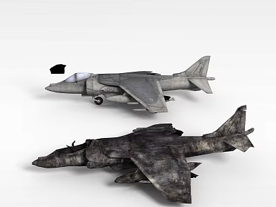 Two Military Fighter Jets With Different Camouflage Patterns On White Surface 3d model