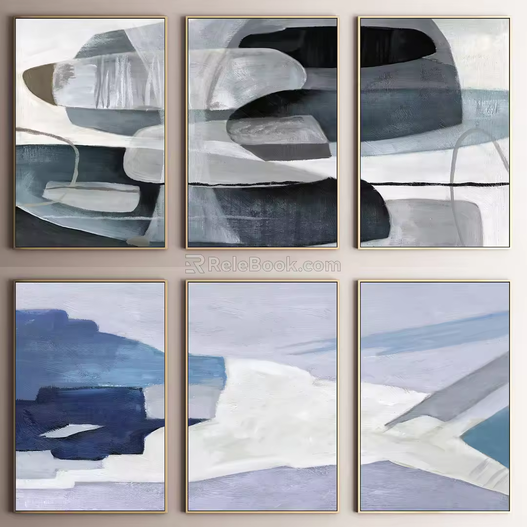 Modern abstract painting abstract decorative painting combination 3d model