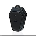 Sleek Angular Black Portable Storage Device With Top Handle And Blue USB Port