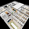 Modern Public Office Space Design With Open Layout Green Plants And Wooden Partitions