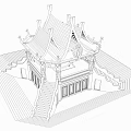 Traditional Pavilion With Ornate Roof Decorative White Columns Brown Walls And Stone Stairs