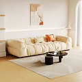 Modern Multiplayer Sofa Cream Sofa 3d model