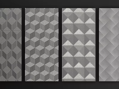 Modern Geometric Abstract Backgrounds Featuring Repeating Gray White Patterns And Shapes 3d model