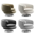 Brown Leather Leisure Chair With Modern Design Round Backrest And Metal Base