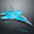 Blue Camouflage Fighter Jet Model With Detailed Structure And Reflective Display Surface