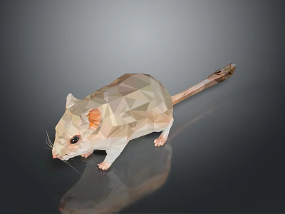 Low Poly Style Mouse Sculpture Featuring Geometric Design And Digital Art Elements 3d model