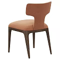 Modern Orange Upholstered Armchair With Dark Wooden Legs And Contemporary Design