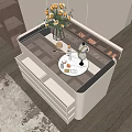 Modern Dressing Table With Glass Top Decorated With Flower Vase And Perfume Drawers For Storage