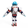 Blue Doll in White Red and Blue Armor Standing Pose with Blue Hands and Face