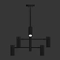 Modern Minimalist Furniture Chandelier Featuring Metal Arms And Cylindrical Shades
