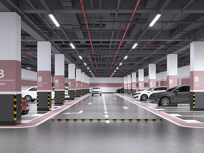 Modern Parking Underground Garage 3d model