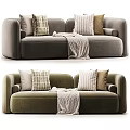 Cozy Modern Two Seater Sofa With Plaid Pillows And Soft Throw Blanket 3d model