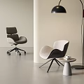 Modern Accent Chairs With Wheeled Base And Curved Back In Light Colored Interior