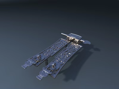 Passenger Plane Mechanical Component With Intricate Carvings And Silver Metallic Structure 3d model