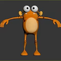 Orange Spotted 3D Creature Character With Big Eyes And Outstretched Arms And Legs