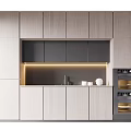 Modern Kitchen Interior With Light Wood Cabinets Built-in Oven And Countertop Lighting