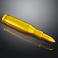 Golden Bullet As Weapon Element With Shiny Surface And Dark Background 3d model
