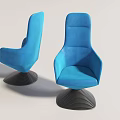 Stylish Blue Modern Accent Chairs With Curved Backrest Armrests And Black Spiral Base