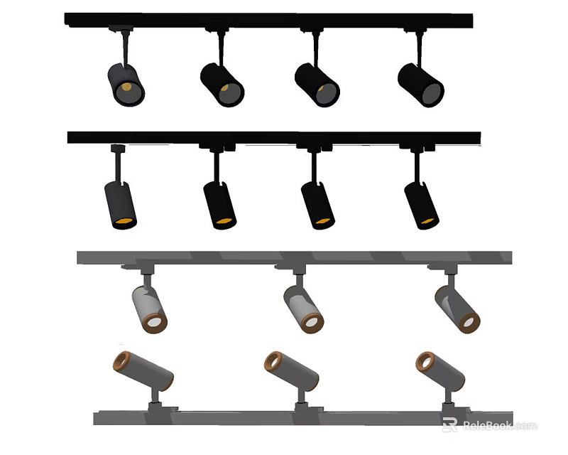 Track Mounted Downlights And Spotlights For Home Interior Lighting Design 3d model 