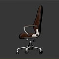 Ergonomic Brown Office Chair With Armrest And Modern Metal Wheel Base Design