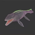 Prehistoric Marine Creature On Dark Background With Open Mouth Sharp Teeth And Streamlined Body 3d model