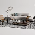 Quiet Sofa Tea Table Combination Sofa Coffee Table 3d model