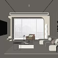 Modern Living Room Interior Design With Large TV Floor to Ceiling Windows and Sofa
