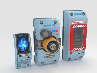 SPPLUS Industrial Equipment With Emergency Stop Safety Lock Digital Display And Blue Control Buttons 3d model